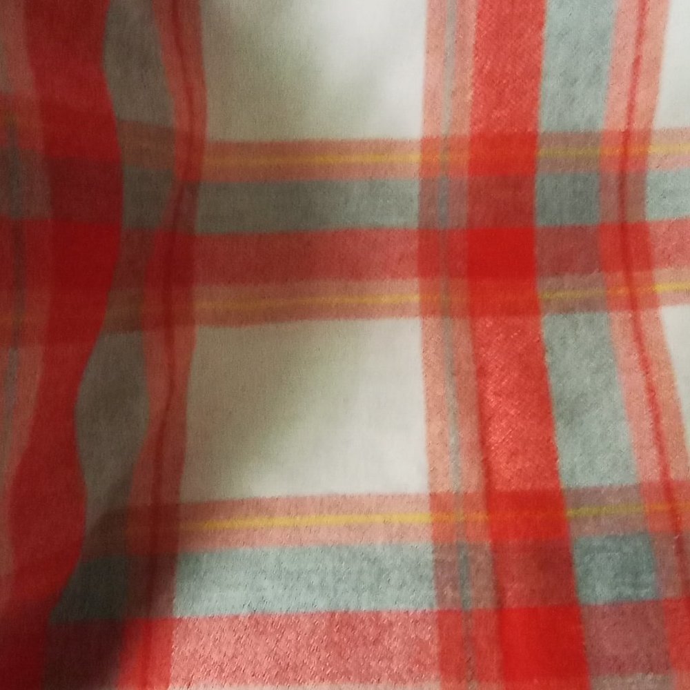 Plaid Throw Large Size L66" X W 53" Cream/Orange/Pale Grey/Yellow - Picture 5 of 8